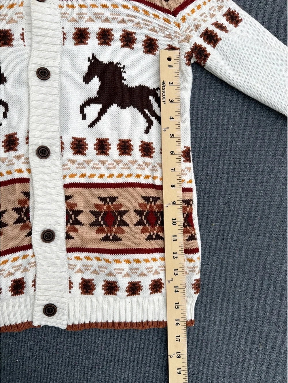 Gymboree Boys Size 12 Ivory Horse Fair Isle Button Cardigan Sweater